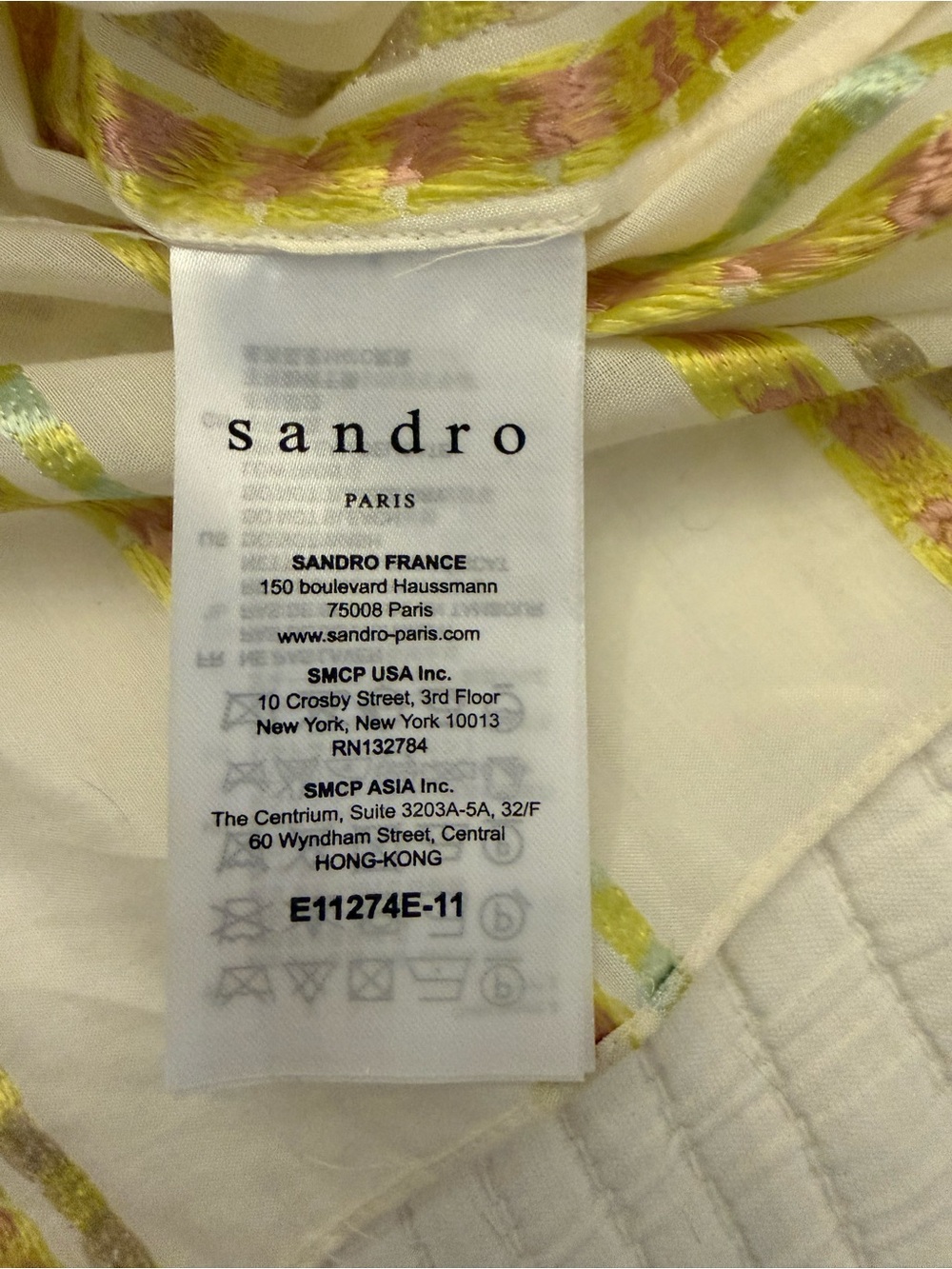 Sandro Cream Striped Ruffle Neck Blouse - Picture 6 of 6